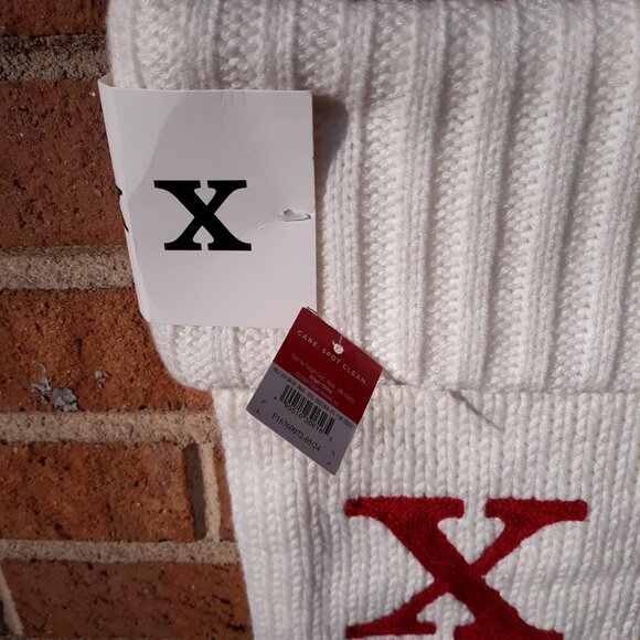 Knit Monogram Christmas Stocking - White - Letter X - Picture 5 of 5